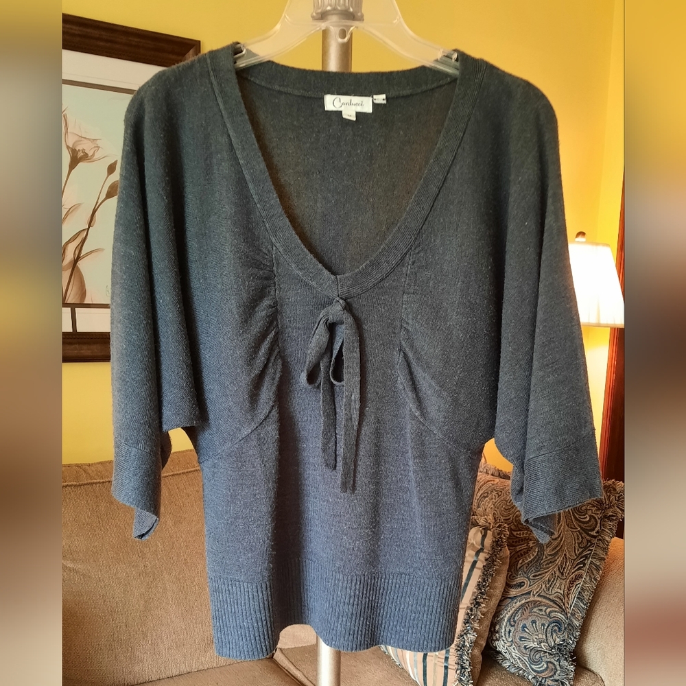 Women's Carducci Gray Dolman Sleeve V-neck Sweater
